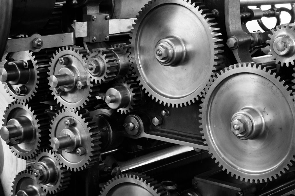 Gears in a machine running smoothly